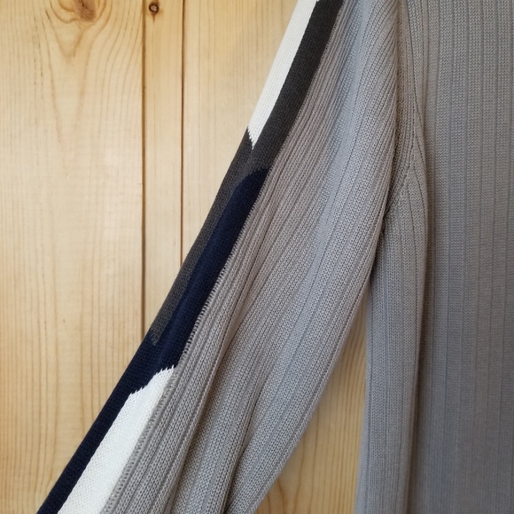 Vintage Transnine Ribbed Cotton Blend Knit Arm Stripe Crewneck Pull-On Sweater - Picture 5 of 11